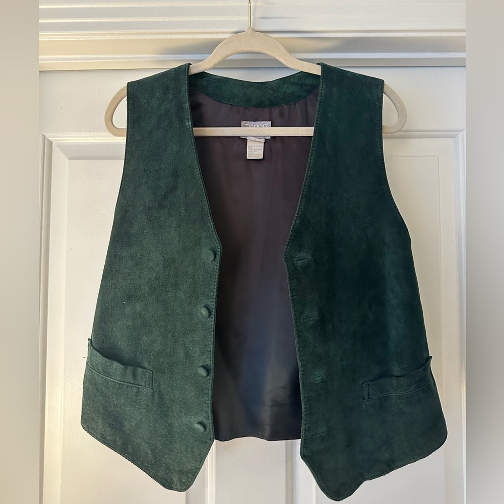 Vintage green suede leather vest